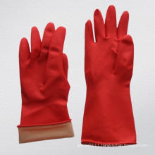 Red Color Rough Coated on Palm Household Latex Work Glove